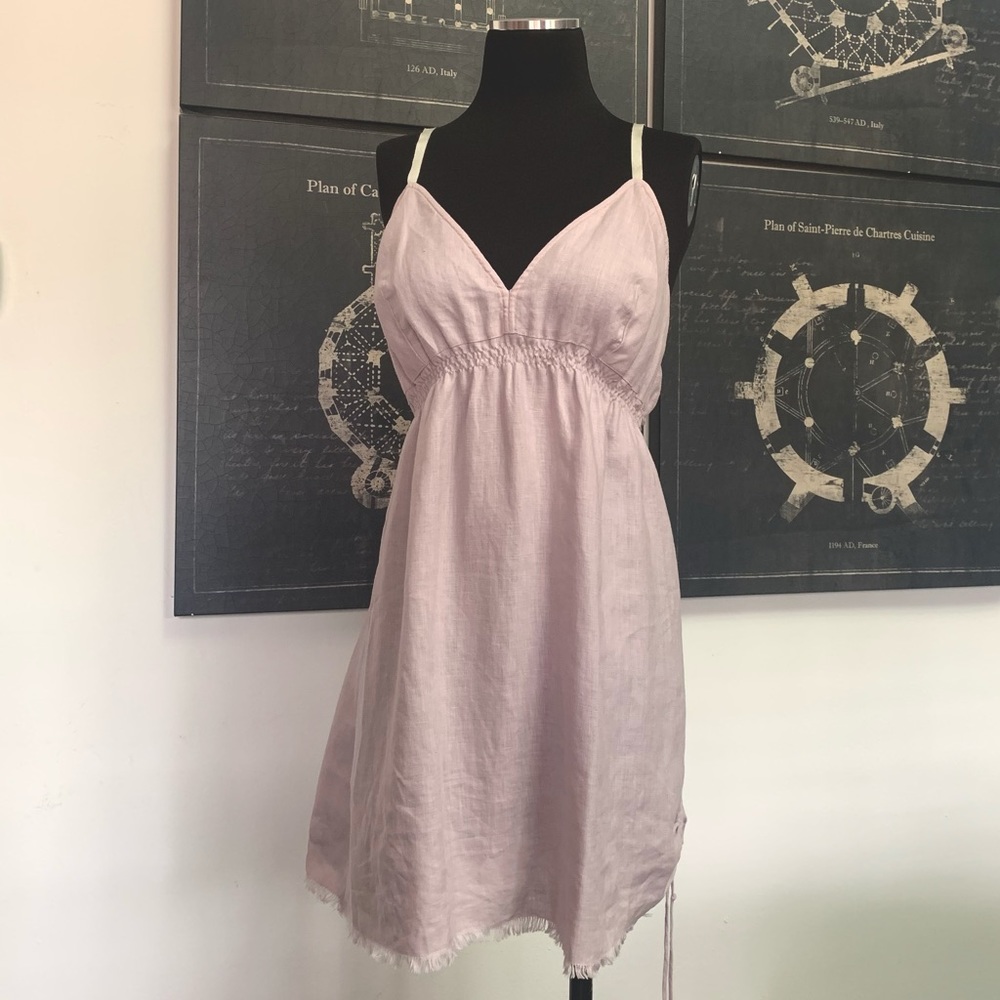 BABAKUL LINEN SPAGHETTI STRAP DRESS